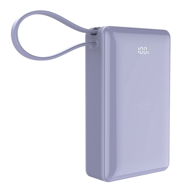 Batería Power Bank Portátil STF 20 000 mAh 20W PD Cable tipo C color Lila