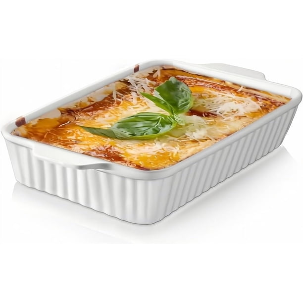 Cacerolas para horno, fuente de cerámica para hornear de 9 x 13 pulgadas, cazuela profunda con asas, utensilios para hornear duraderos y aptos para horno, sartén para lasaña para regalos de