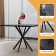 thumbnail image 3 of PORKISS Dining Table Set for 4, 5 PC Kitchen Table Set with Faux Marble Tabletop and 4 PU Leather Upholstered Chairs, Square Kitchen Table and Chairs, Dining Set for Dining Room, Black, 3 of 13