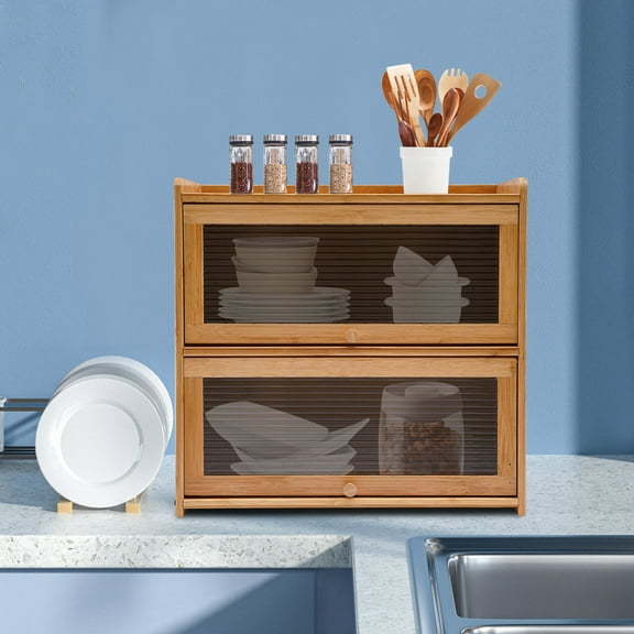 Shzicmy Storage Cabinet, Countertop Storage Cabinet, Cabinet with 2 Door Stoppers