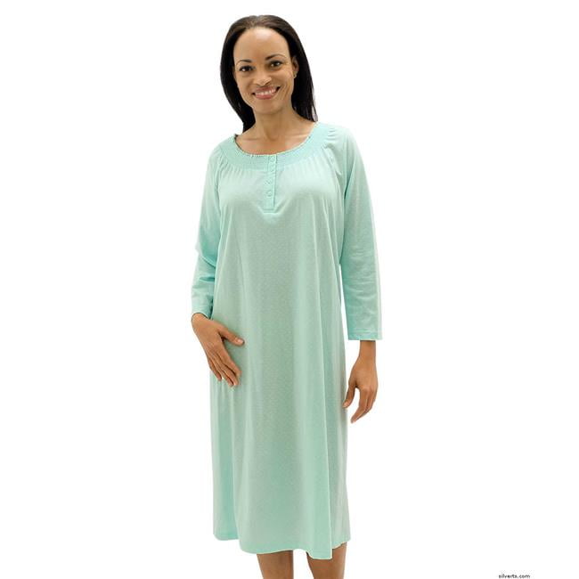 cotton knit long sleeve nightgown