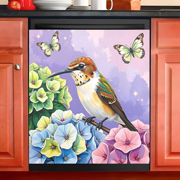 Ryvnso Hummingbird and Hydrangea-1 Dishwasher Magnetic Refrigerator Magnet Cover Kitchen Home Decorative 23"x26"