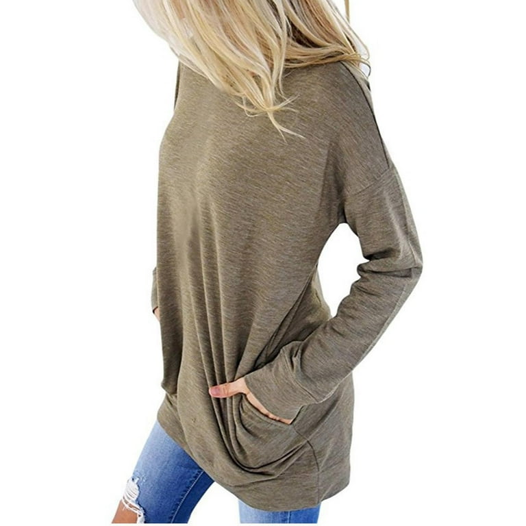 CTEEGC Women Tunic Tops for Leggings Casual Solid Color Shirt Long