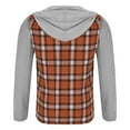 thumbnail image 3 of Dresfit Mens Plaid Pullover Drawstring Flannel Patchwork Hoodies Quilted Long Sleeve Button Down Winter Fall Cardigan Flap Pocket Big and Tall Button Up Jackets Saffron 3XL, 3 of 4