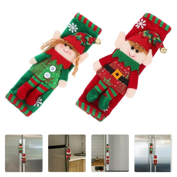 TAILTOSS Kitchen Fridge Handle Cover 2Pcs Green Color Simple Design for Family Use