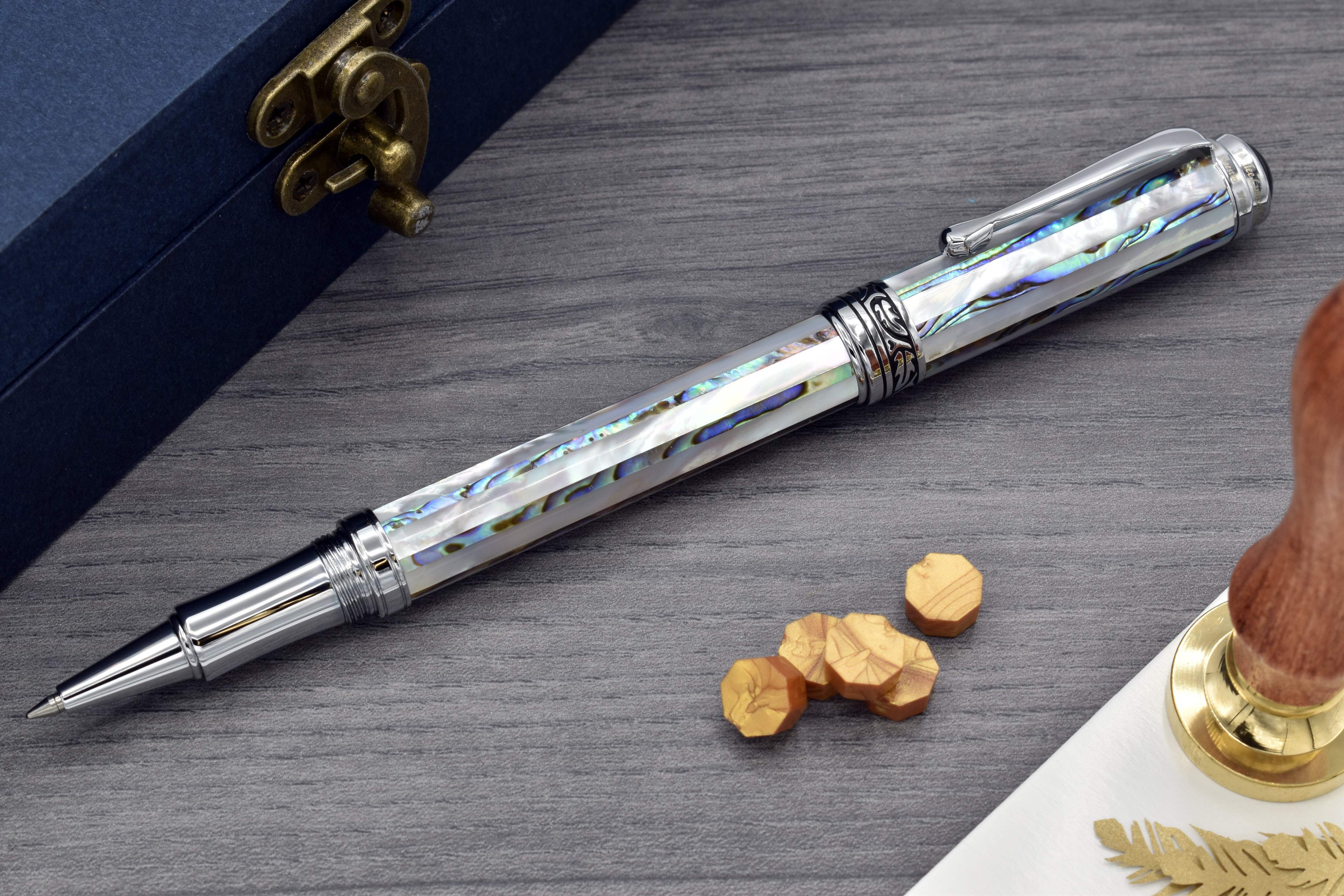 Xezo Xezo Maestro® Jubilee Paua Stripe Rollerball Pen - Paua Abalone  Oceanic White Mother of Pearl