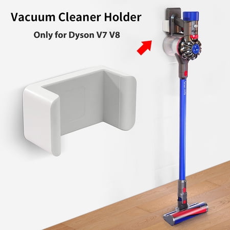 Liboer Wall Mount Stand for Dyson V7 V8 Vacuum Cleaner, No Drill, Plastic and Silicone, White