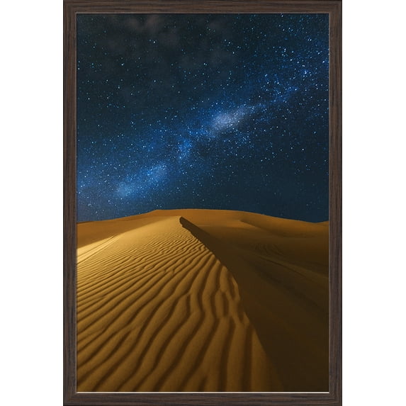 Desert at Night - Lantern Press Photography (16x24 Giclee Art Print, Gallery Framed, Espresso Wood)