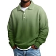 thumbnail image 1 of Ceisia Men's Waffle Knit Polo Sweater | Loose Drop-Shoulder Solid & Gradient Print Long Sleeve Pullover Gifts, 1 of 2