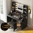 thumbnail image 6 of Veanerwood Large Makeup Vanity with Lights, Bedroom Vanity Table with Charging Station, Modern Dressing Table, 45.2in, Black, 6 of 9