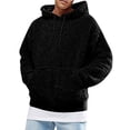 thumbnail image 1 of FOCUSNORM Men Winter Hoodie Polar Fleece Solid Color Hooded Sweatshirt, 1 of 9