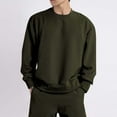 thumbnail image 2 of GuangCheng Mens Waffle Knit Crew Neck Sweatshirts,Baggy,Pullover,Soft,Breathable,Comfortable Loungewear Tops,Army Green,Size M, 2 of 6