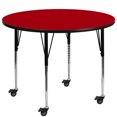 thumbnail image 1 of Mobile 42'' Round Red Thermal Laminate Activity Table - Standard Height Adjustable Legs, 1 of 3