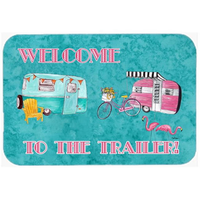 Carolines Treasures 8760LCB Welcome To The Trailer Glass Cutting Board- Large