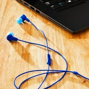 onn Blue Wired Earphones with Microphone and Silicone Ear Tips