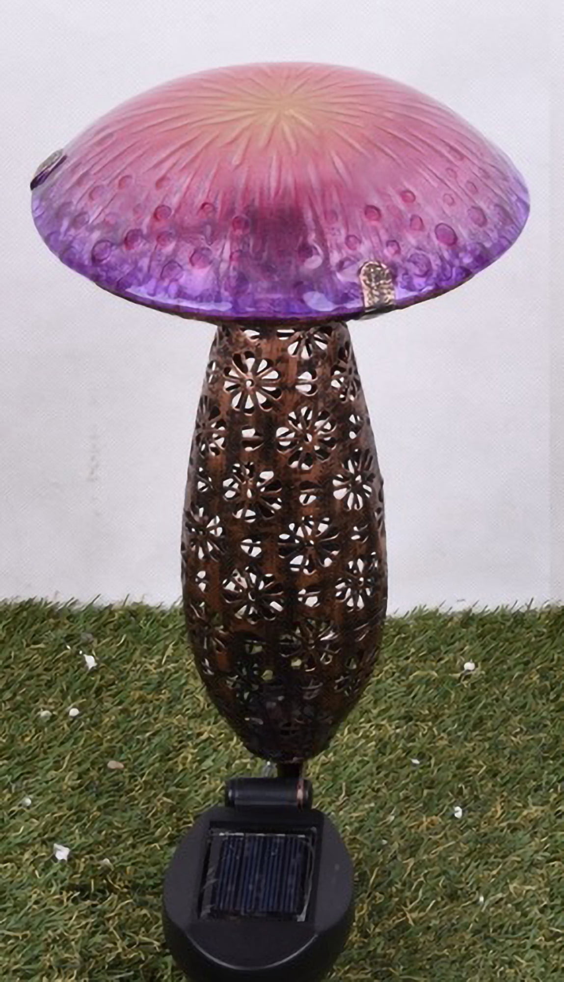 Hi-Line Gift 16.25" LED Solar Powered Mushroom Stake, Pink
