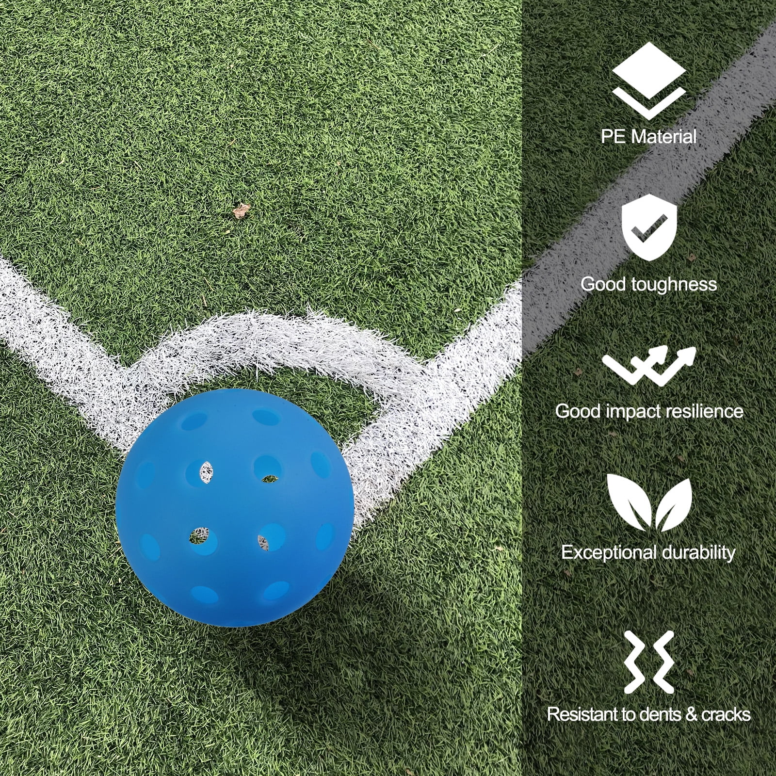 Luminous Pickleball Balls 40 Holes Glow in the Dark Pickleball Balls with Mesh Bag Blue, 6 Pack