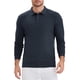 thumbnail image 5 of Camisa de polo de punto de negocios de color sólido de manga larga para hombre XL azul oscuro, 5 of 6