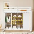 thumbnail image 2 of Duxelifin Twin Loft Bed with Storage Shelves and Cabinet, Wood Loft Bed with Wardrobe and Ladder for Teens Adults, White+Yellow, 2 of 8