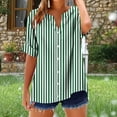 thumbnail image 5 of Cmfcve Women's Summer Tee Shirt Classic Button Stripe Gauze Blouses V-Neck Short Sleeve Business Work Tops, 5 of 5