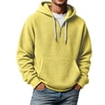 thumbnail image 2 of IWRICH Men's Hoodies Pullover Quarter Zip Casual Long Sleeve Drawstring Waffle Knit Hooded Sweatshirt with Pocket Yellow2 XS, 2 of 4