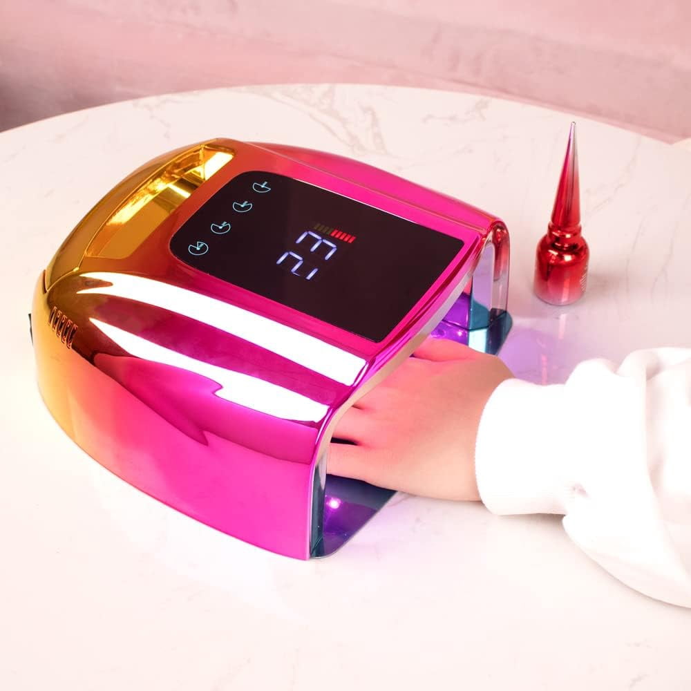 Teekos Gradient Lamp Shell 96W Cordless UV LED Nail Lamp for Manicure Rechargeable Battery Nail Dryer For Curing Gel Polish Lamp - (Color: Blue)
