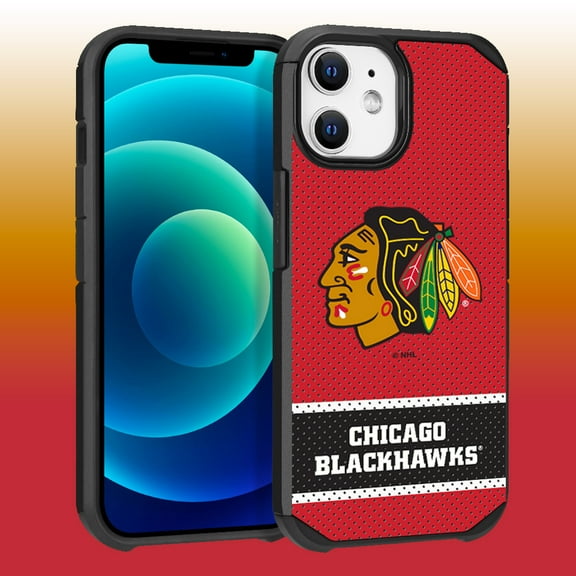 Apple iPhone iPhone 12 Pro (6.1) -NHL Licensed Chicago Blackhawks Team Logo on Jersey Textured Dual Layer Case
