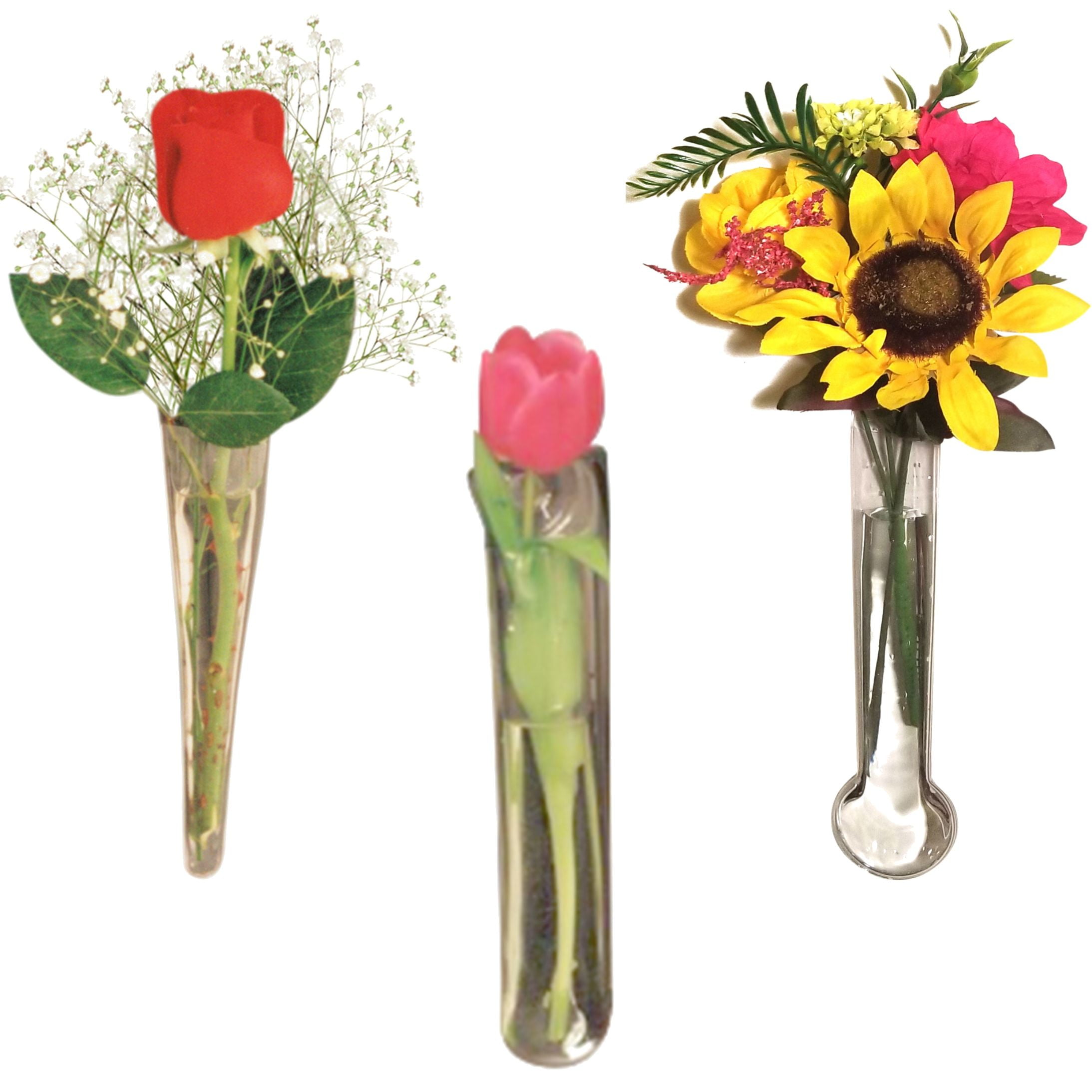 Holds Bouquet of flower stems and water Clear flexible vinyl Gadjit VINYL Window Vase Contemporary Style Vase Suctions to Windows and Mirrors 