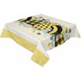 thumbnail image 1 of Nappe d'Été Abeilles Rectangulaire Ronde 60x60 Pouces, Nappe Intérieure Ou Extérieure Miel, Rayures Jaunes Tissu Polyester Imperméable Lavable pour Décoration de Fête Pique-Nique, 1 of 6