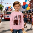thumbnail image 2 of VNKIDY Boys Kids Patriotic Crew Neck Long Sleeve T Shirt With 250 Years 1776-2026 America Distressed Vertical Flag Print For Independence Day Wear Lightweight Top, 2 of 4