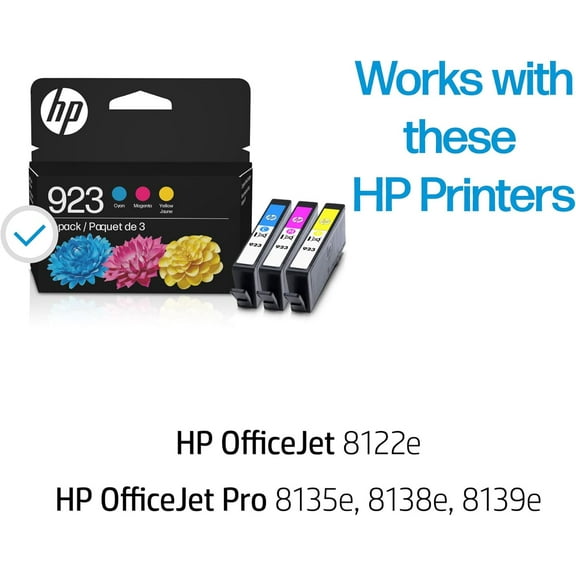 923 Cyan Magenta Yellow Ink Cartridges 3 Pack Standard Yield