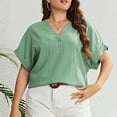 thumbnail image 6 of Wycnly Summer Tops for Women Shirts for Women Lightweight Comfy Plus Size Button up Shirts Fashion Solid T Shirt Ladies V-Neck Short Sleeve Blouses, 6 of 7