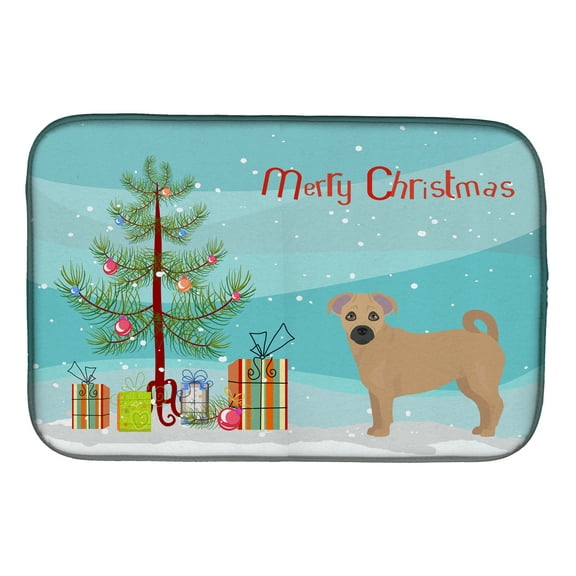 Tan Jug Christmas Tree Dish Drying Mat