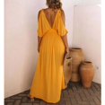 thumbnail image 4 of Vestido largo con cuello en V, vestido con cuello en V para mujer, vestido largo con hombros descubiertos, vestido largo de verano para mujer, elaborado con cuidado, 4 of 6