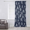 thumbnail image 3 of Navy Blue Snowflake Christmas Semi Sheer Curtains Drapes for Living Room, Bedroom, French Doors Window 108 Inches Long, Xmas White Snowflake Rod Pocket Chiffon Curtain Drapery Voile Draperies Panel, 3 of 6