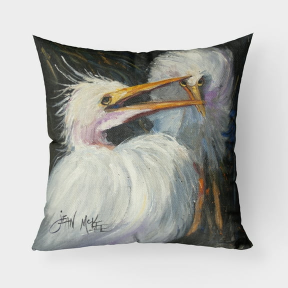 Carolines Treasures JMK1213PW1818 White Egret Canvas Fabric Decorative Pillow 18H x18W multicolor