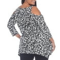 thumbnail image 3 of White Mark Fashion Casual Leopard Print Cold Shoulder Top, Women's Plus, 3 of 5