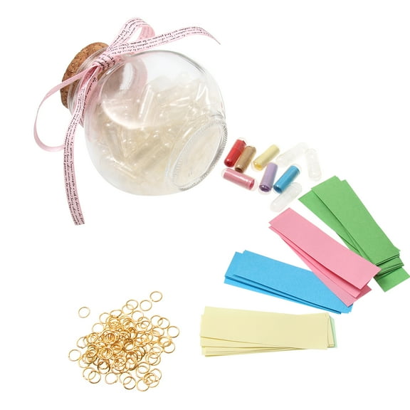 HEMOTON Wishing Bottle Set with 100 Capsules Rings Papers in Assorted Colors for Adornment and Gifts