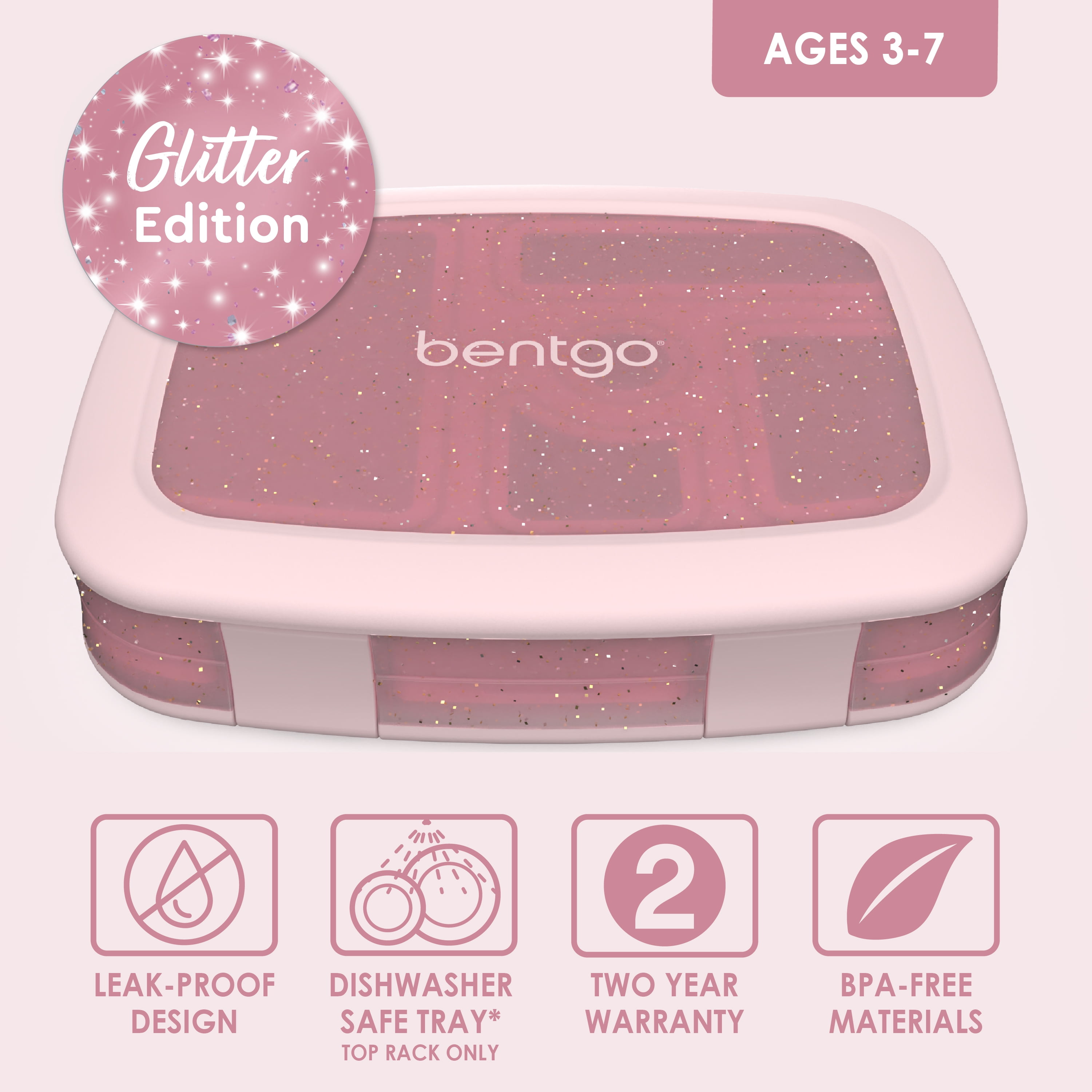 Bentgo® Kids Lunch Bag - Glitter Design for Ages 3+, Durable, Double  Insulated, Water-Resistant Fabric, Interior & Exterior Zippered Pockets, Water  Bottle Holder - (Glitter Edition - Petal Pink) by Bentgo 