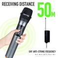 thumbnail image 2 of Wireless Microphone,Dual Handheld Dynamic Microphone，Rechargeable Wireless Dual UHF Microphone,PA System,262ft for Karaoke Singing, Wedding, DJ, Party, Speech, Church, Class Use, 2 of 8