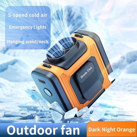 Portable Waist Fan,Hands-Free, Sweatproof Hurricane Lighting Rechargeable Neck,Waist, Pocket, Desk Fans with 6000mAh Battery LED Digital Display for Hiking, Camping, Work, Trave