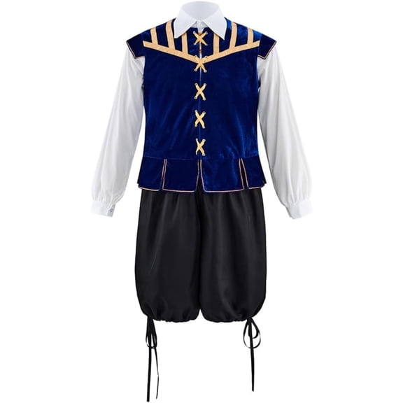 Men Suit Tudor Doublet Vest Shirt Pants Medieval Ren Faire Viking Cloth Outfit
