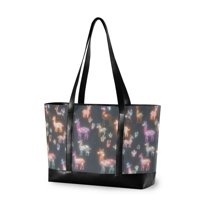 FORMRS Laptop Tote Bag for Women with 15.6" Computer Compartments Handbag, Neon Llamas Pattern