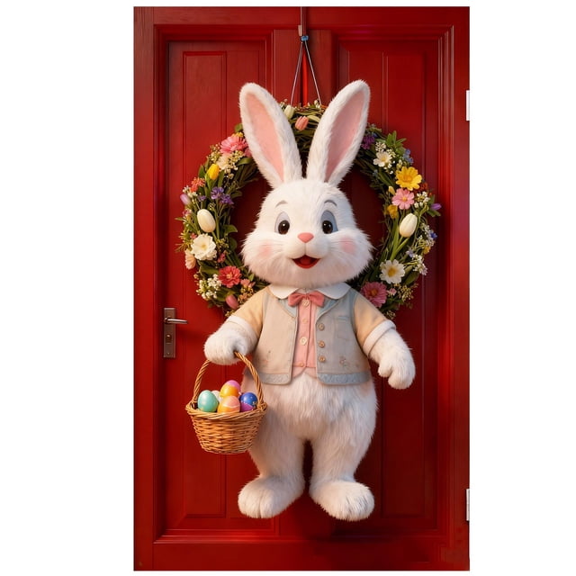 SIfdSeng Rideau de Porte Lapin de Pâques Suspendu pour la Maison Intérieur Extérieur Fête Festive