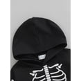 thumbnail image 5 of Bagilaanoe Toddler Baby Girl Boy Halloween Outfits Oversized Hoodies Sweatshirt Long Sleeve Pumpkin Skeleton Print Pullover 1T 2T 3T 4T 5T 6T Kids Fall Tops, 5 of 8