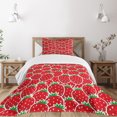 thumbnail image 3 of Ambesonne Fruits Quilted Bedspread Set 2 Pcs, Yummy Strawberry Botany, Twin Size, Hunter Green and Red, 3 of 6