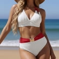 thumbnail image 7 of JoveMarine Women's Sexy Halter Bikini Set Two-Piece Swimsuit with Removable Padded Cups & Wire-Free Support for Summer Beach Vacation and Pool Party White XL, 7 of 7