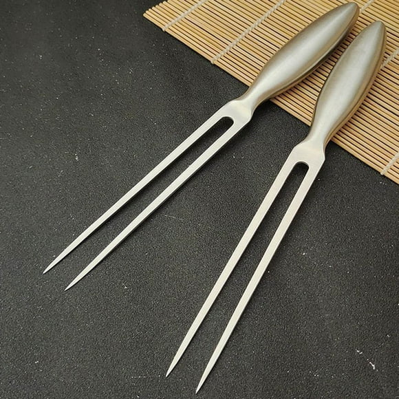 Outdoor Barbecue Tool Stainless Steel Meat Fork Lamb Spare Fork Solid Wood Handle Heat Proof Handle Easy To Carry Wide Tooth Pick