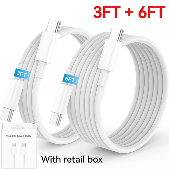 2Pack Type C to C Charging Cable for Apple 17/16/15/Pro Max, 17e/17Air, for iPad Pro/Air/Mini for MacBook Pro/Air, USB C to USB C Cable, 60W [3FT 6FT] for iPhone 17 16 15 Fast Charger Cord