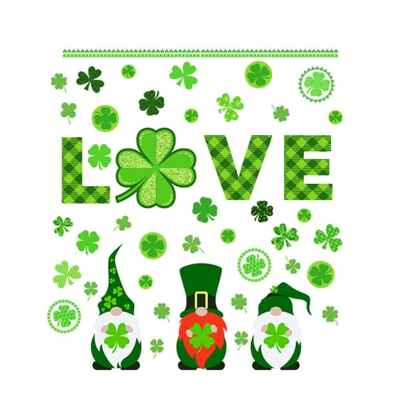 St. Patrick‘s Day Window Stickers: Static Cling Decals for Glass Doors & Windows, Irish Shamrock Party Home Shop Decor (38x38cm)